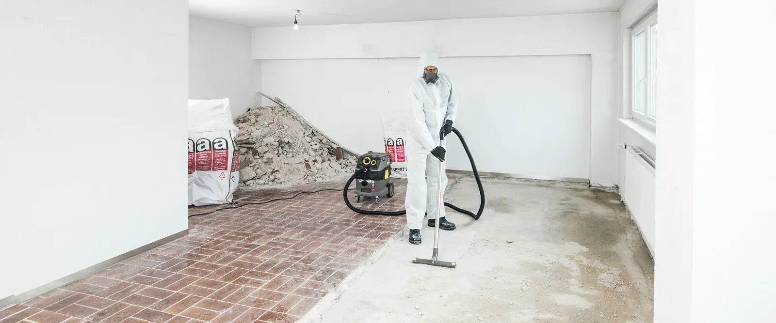 Professional asbestos removal in progress